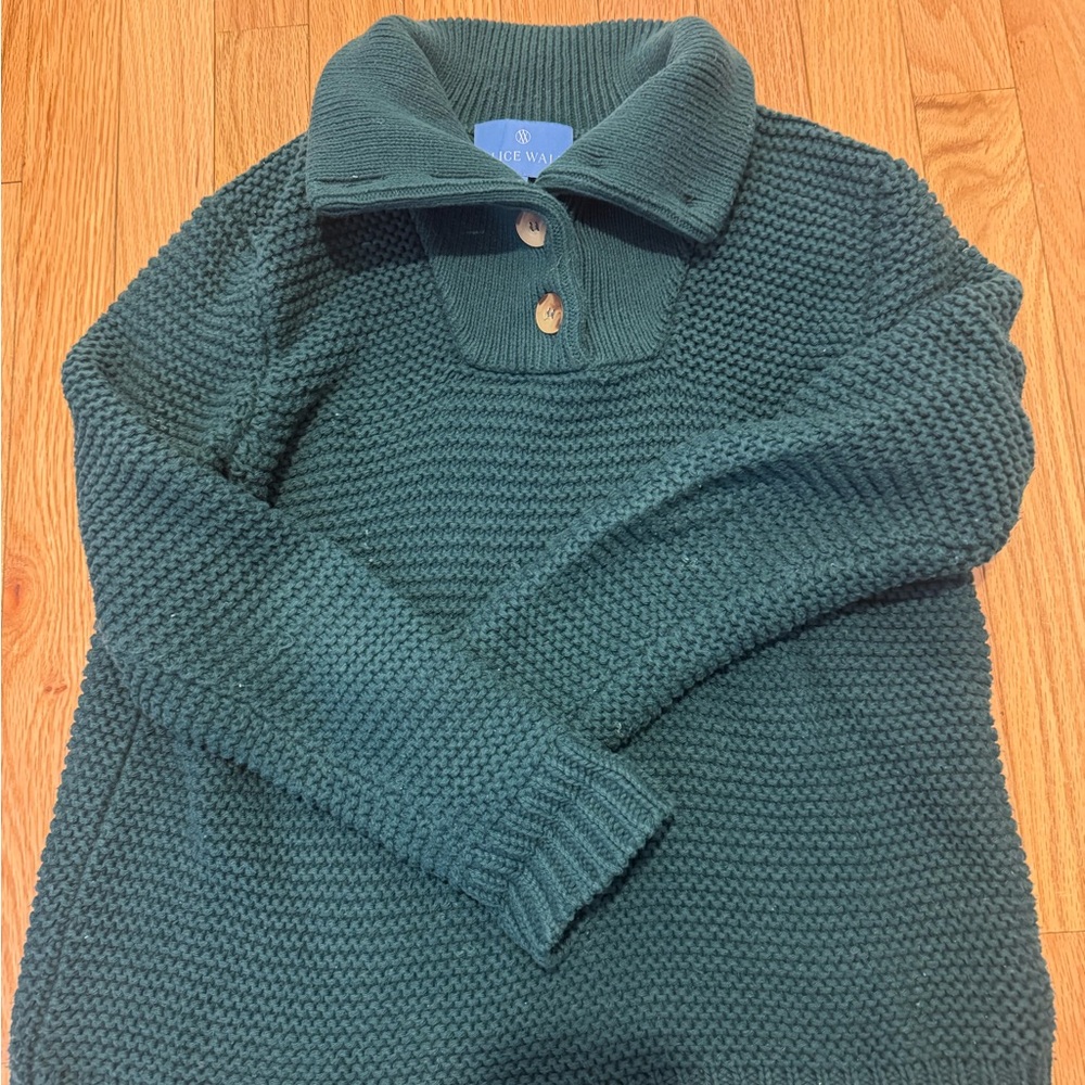 Cozy Cowl-Neck Sweater in Teal - Blue Wall